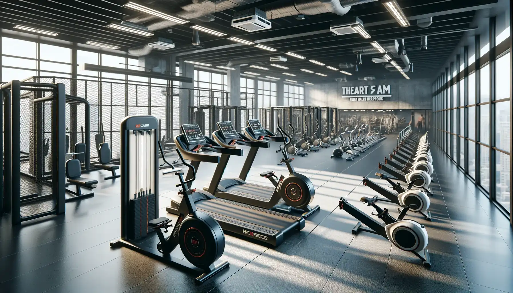 A well-equipped gym featuring multiple treadmills and various exercise machines for fitness enthusiasts.
