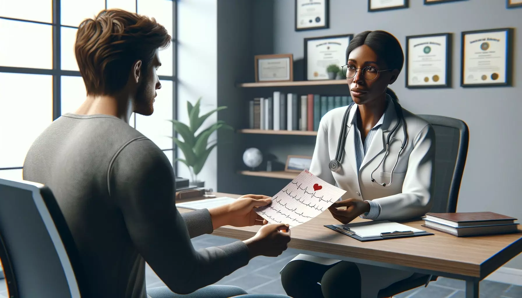 afro-american doctor consulting her patient in office