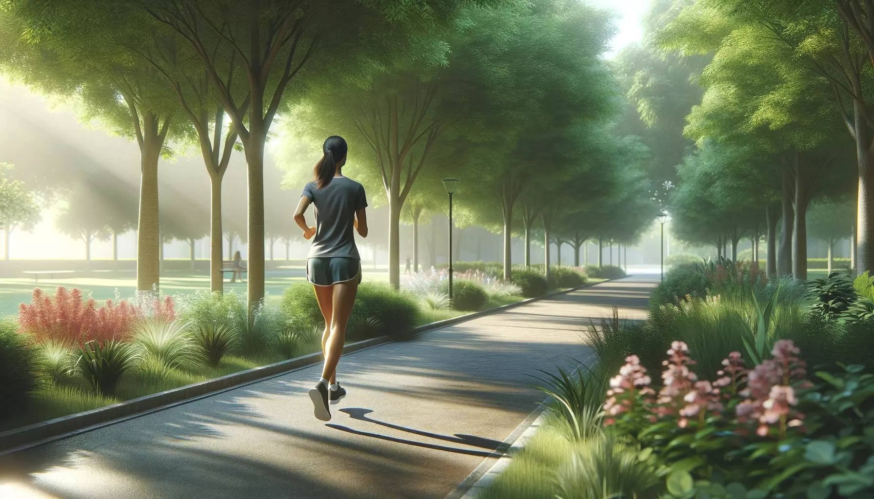 woman training jogging in morning at park